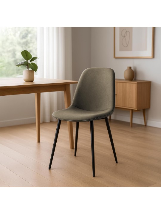 Sæt med 2 spisestuestole Maryam stof, taupe