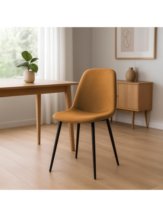 Sæt med 2 spisestuestole Maryam stof, orange
