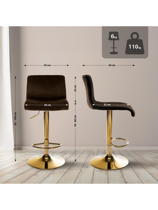 Barstol Hoover velvet G, brun