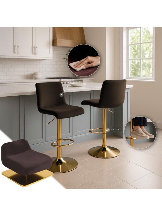 Barstol Hoover velvet G, brun
