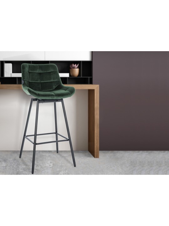 Sæt med 4 Weston Swivel Velvet barstole, mørkegrøn