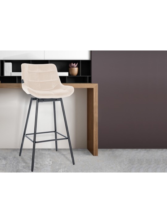 Sæt med 4 Weston Swivel Velvet barstole, creme