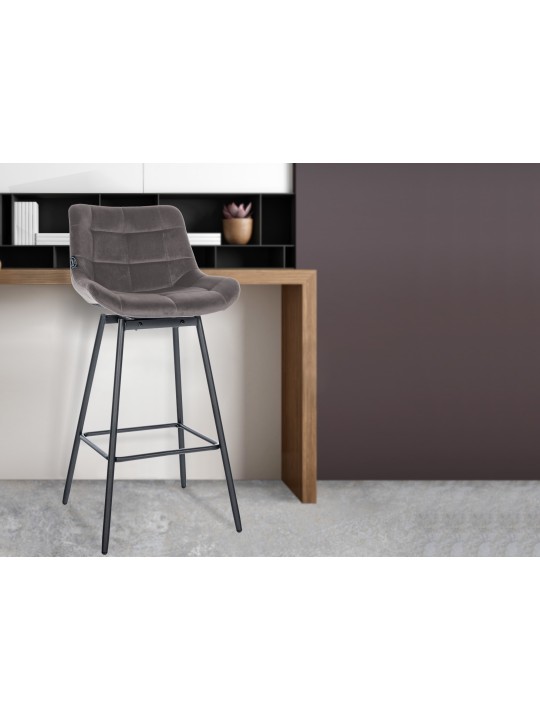 Sæt med 4 Weston Swivel Velvet barstole, grå