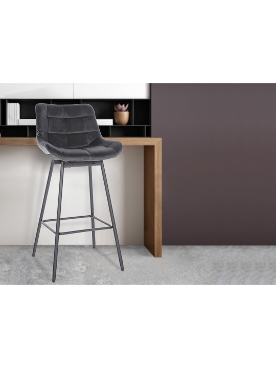 Sæt med 4 Weston Swivel Velvet barstole, mørkegrå