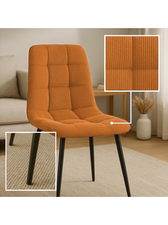 Sæt med 2 spisestuestole Antibes Cord, orange
