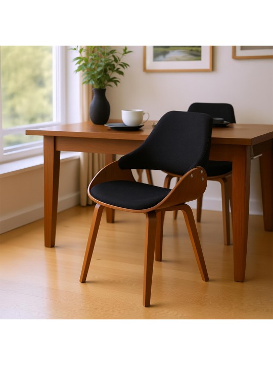 Sæt med 2 spisestuestole Vangale, valnød/sort