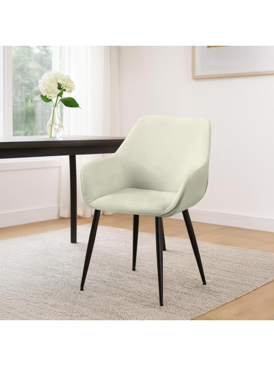 Sæt med 2 spisestuestole Vessa stof, creme