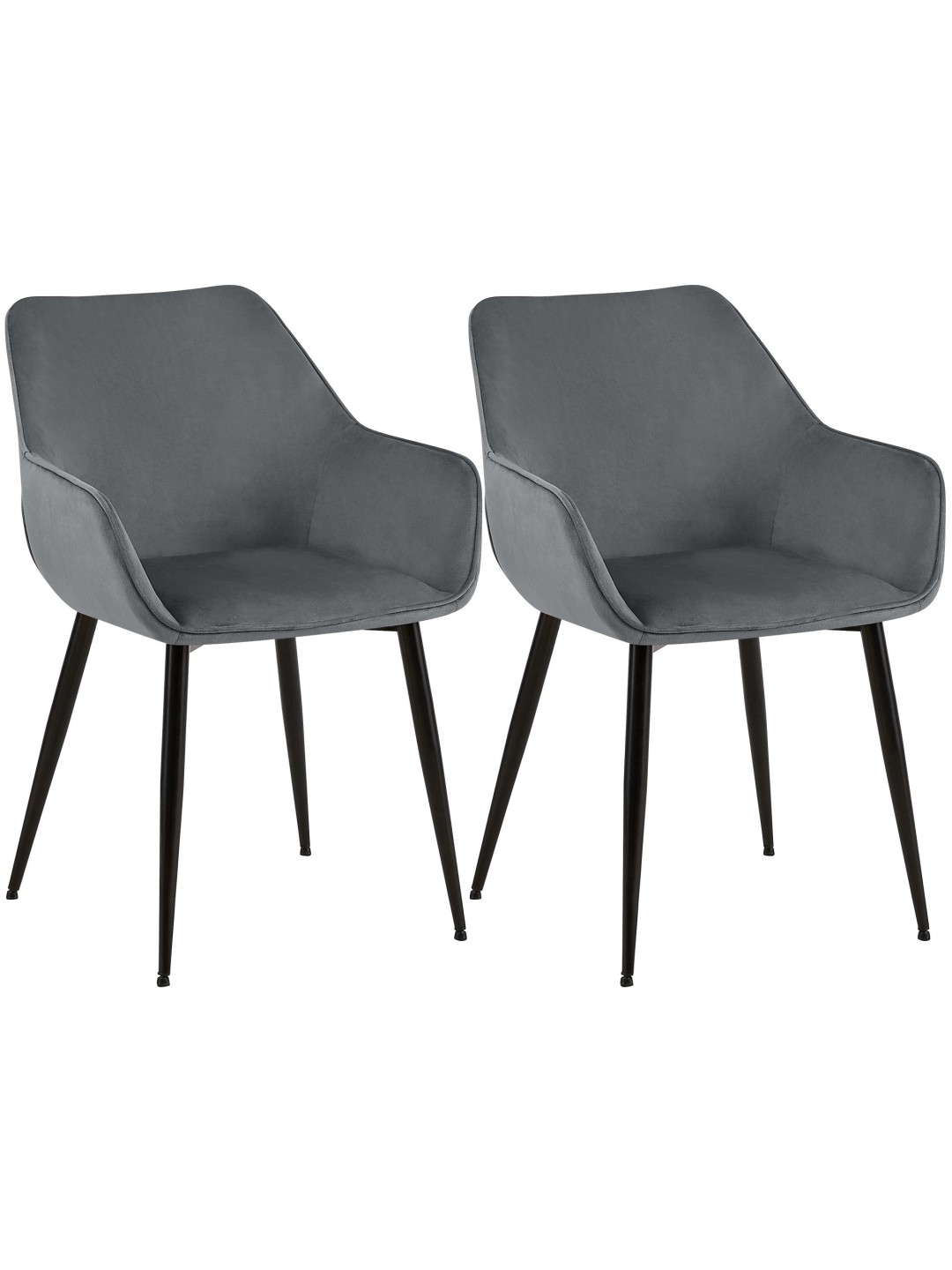 Sæt med 2 spisestuestole Vessa velvet, mørkegrå