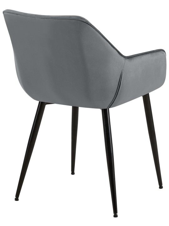 Sæt med 2 spisestuestole Vessa velvet, mørkegrå