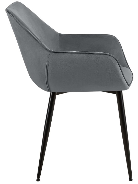 Sæt med 2 spisestuestole Vessa velvet, mørkegrå