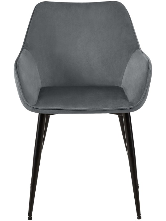 Sæt med 2 spisestuestole Vessa velvet, mørkegrå