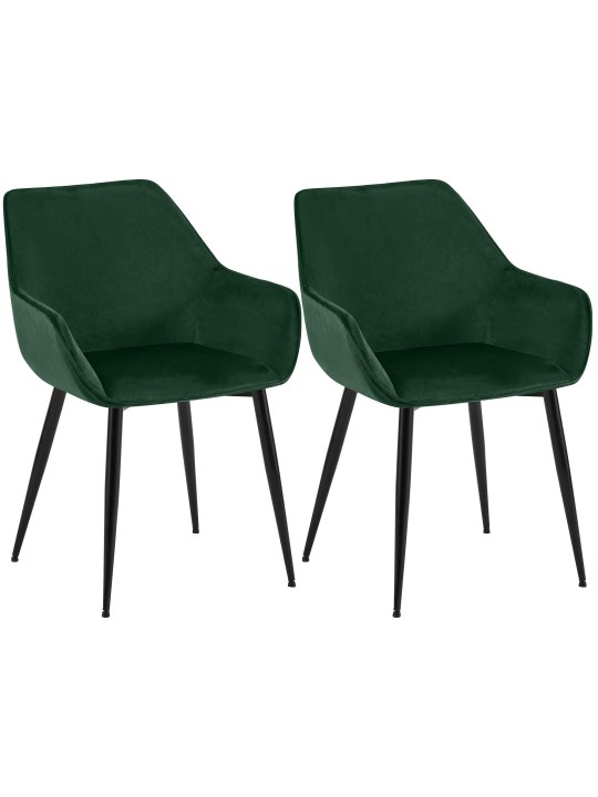 Sæt med 2 spisestuestole Vessa velvet, grøn