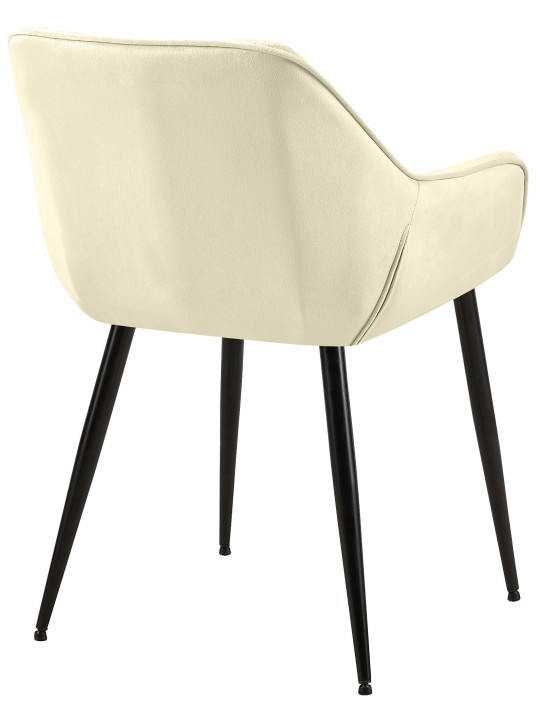 Sæt med 2 spisestuestole Vessa velvet, creme