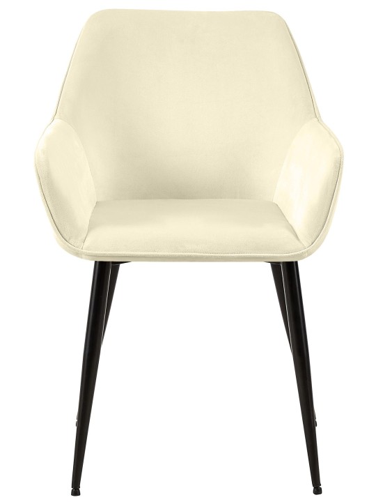 Sæt med 2 spisestuestole Vessa velvet, creme