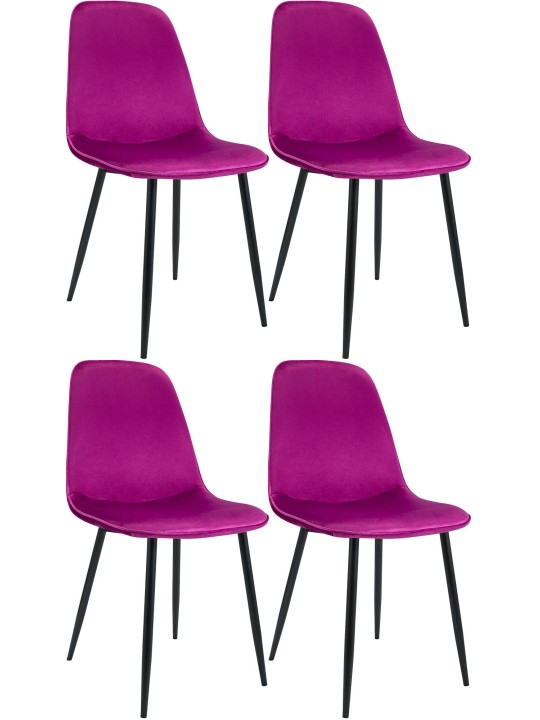 Sæt med 4 spisestuestole Maryam velvet, lilla
