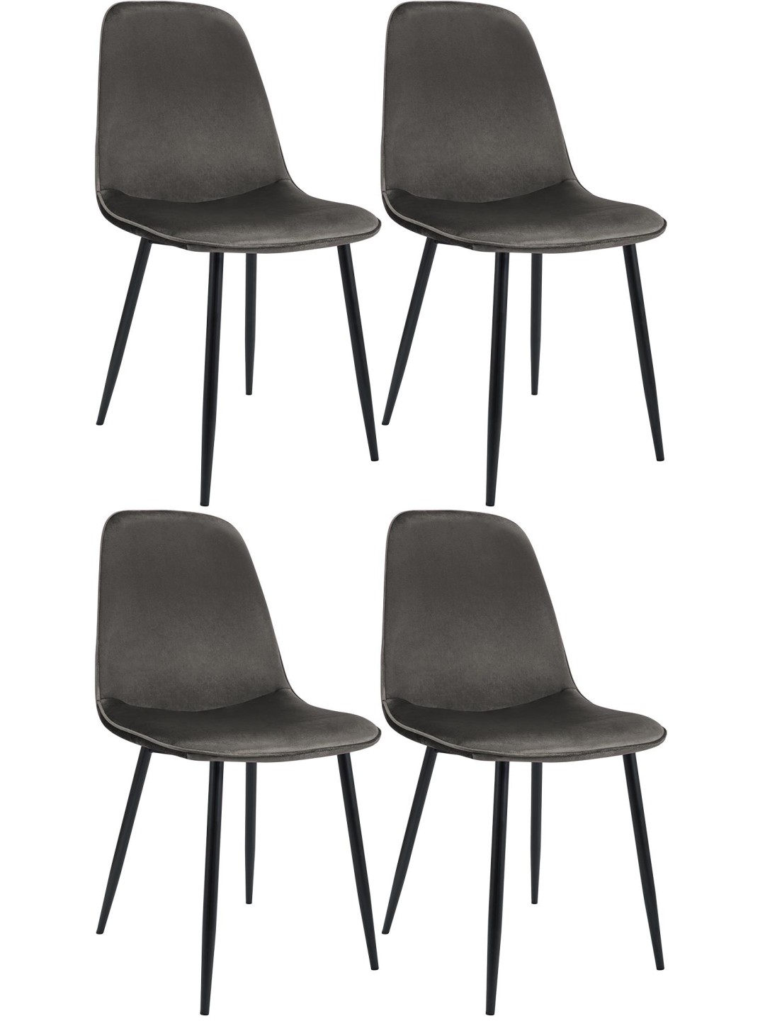 Sæt med 4 spisestuestole Maryam velvet, antracit