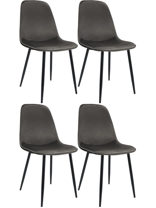 Sæt med 4 spisestuestole Maryam velvet, antracit