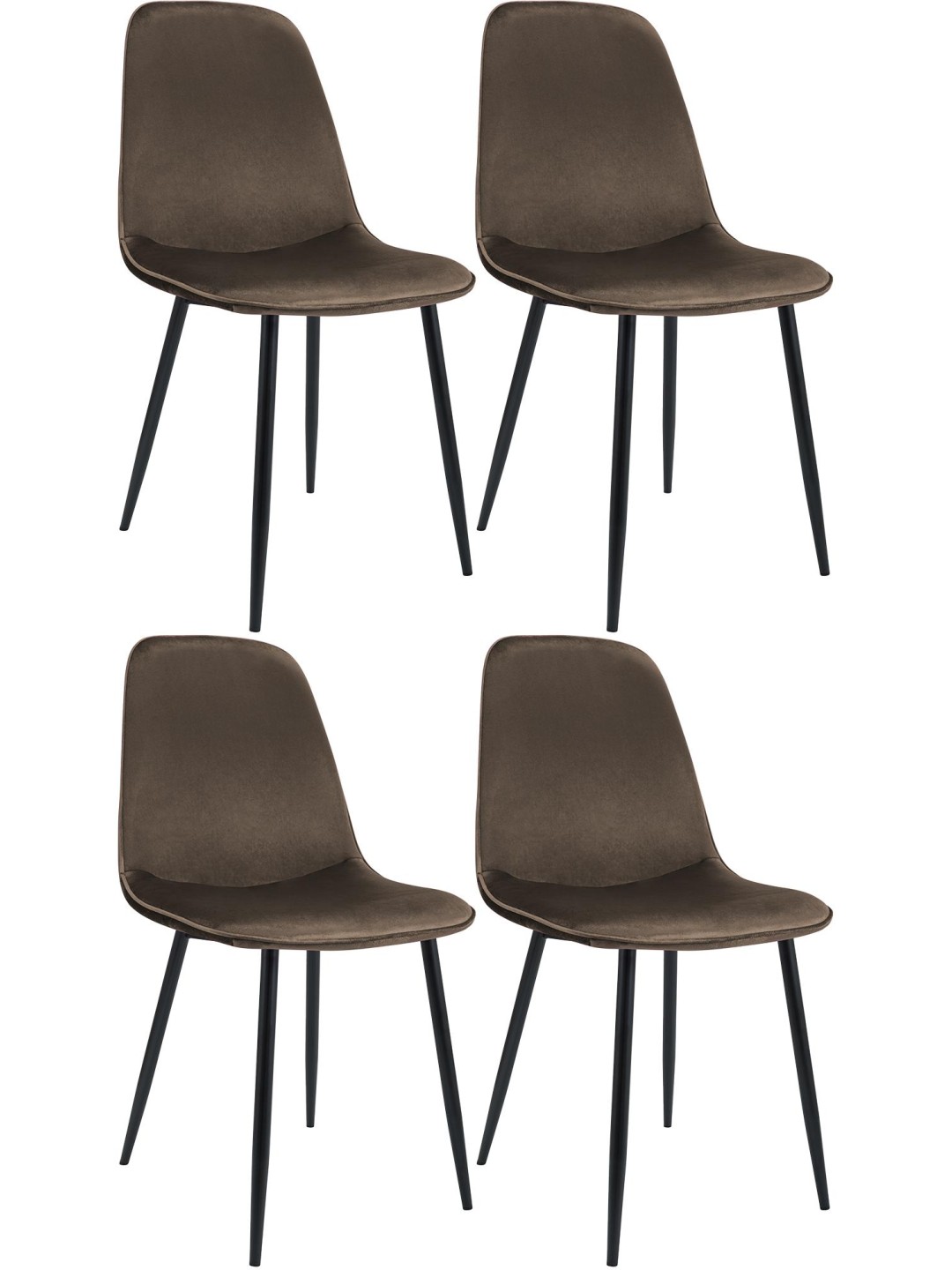 Sæt med 4 spisestuestole Maryam velvet, brun