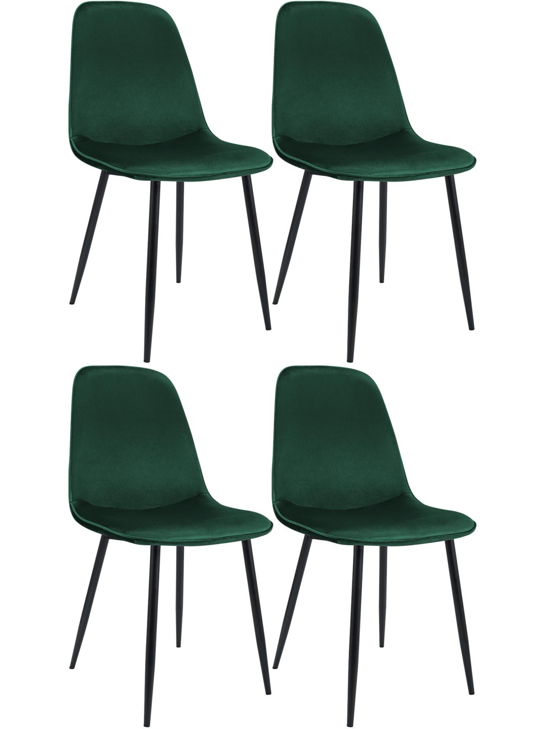 Sæt med 4 spisestuestole Maryam velvet, grøn