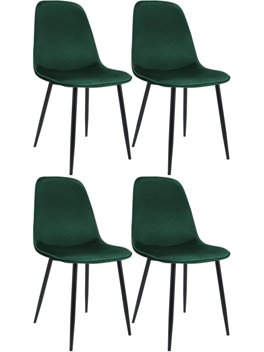 Sæt med 4 spisestuestole Maryam velvet, grøn