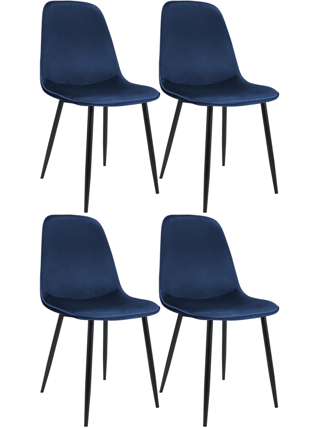 Sæt med 4 spisestuestole Maryam velvet, mørkeblå
