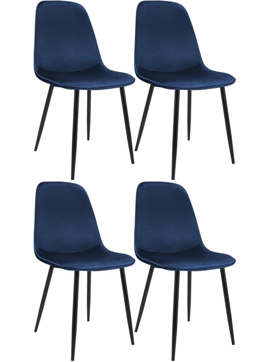 Sæt med 4 spisestuestole Maryam velvet, mørkeblå