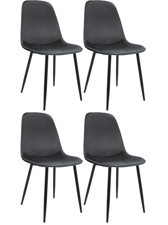 Sæt med 4 spisestuestole Maryam velvet, mørkegrå