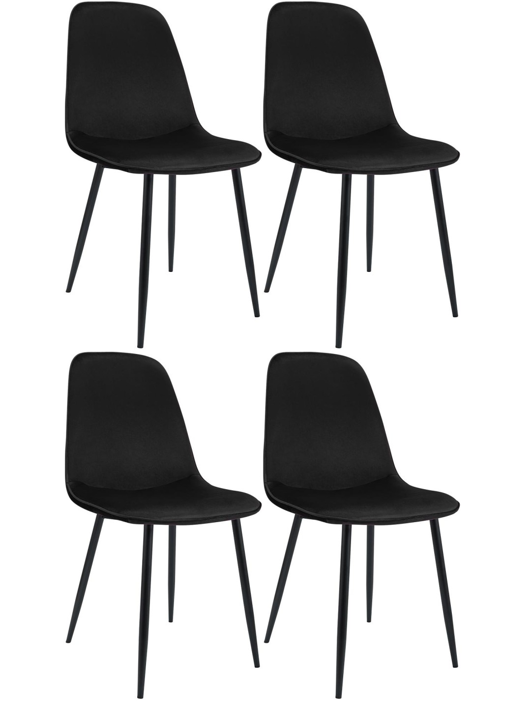 Sæt med 4 spisestuestole Maryam velvet, sort