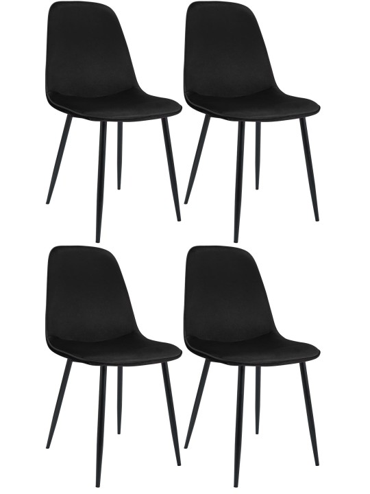 Sæt med 4 spisestuestole Maryam velvet, sort