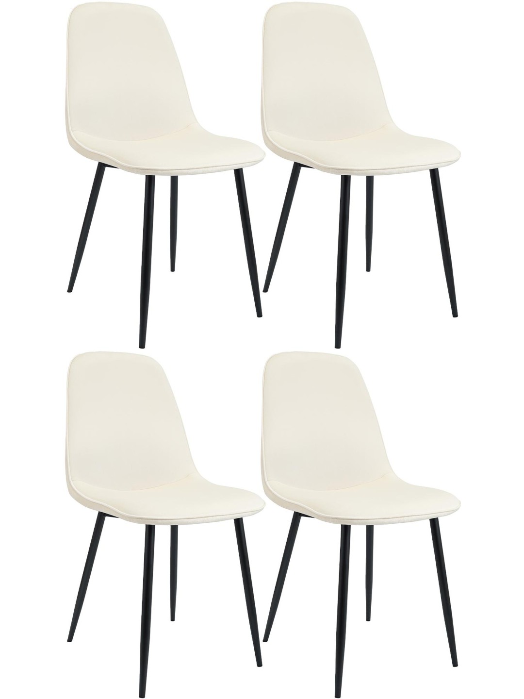 Sæt med 4 spisestuestole Maryam velvet, creme