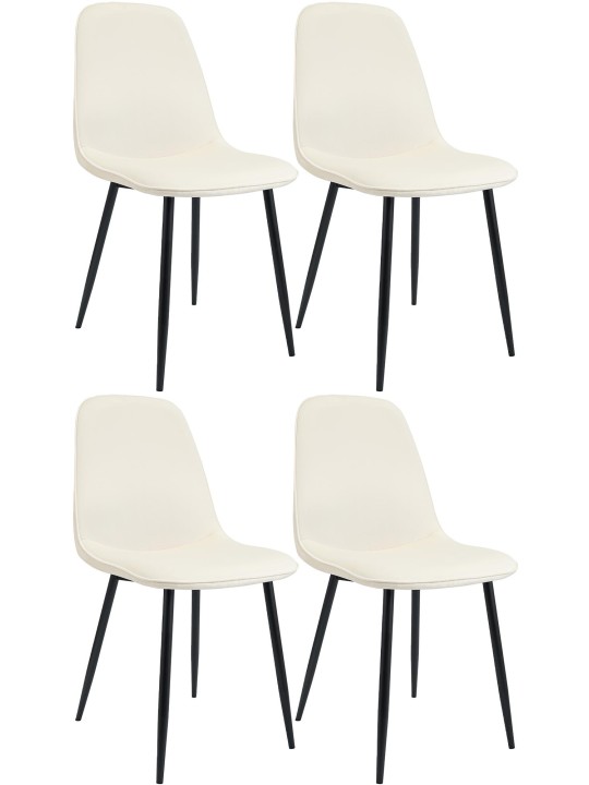 Sæt med 4 spisestuestole Maryam velvet, creme