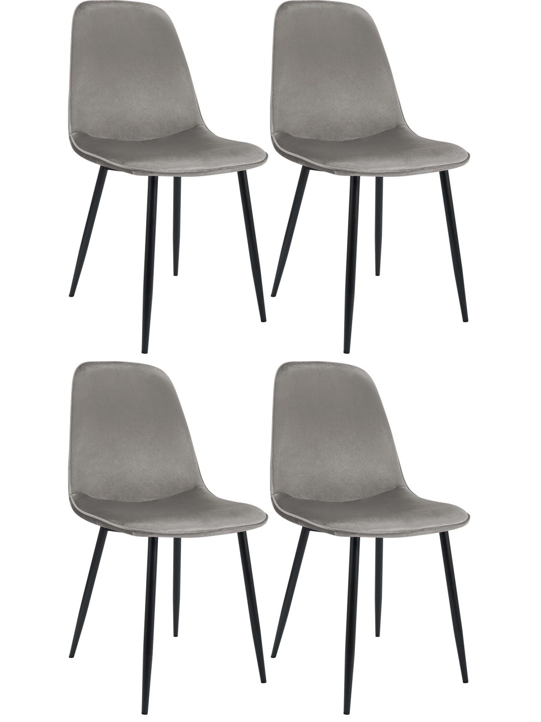 Sæt med 4 spisestuestole Maryam velvet, lysegrå