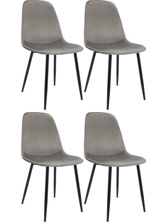 Sæt med 4 spisestuestole Maryam velvet, lysegrå