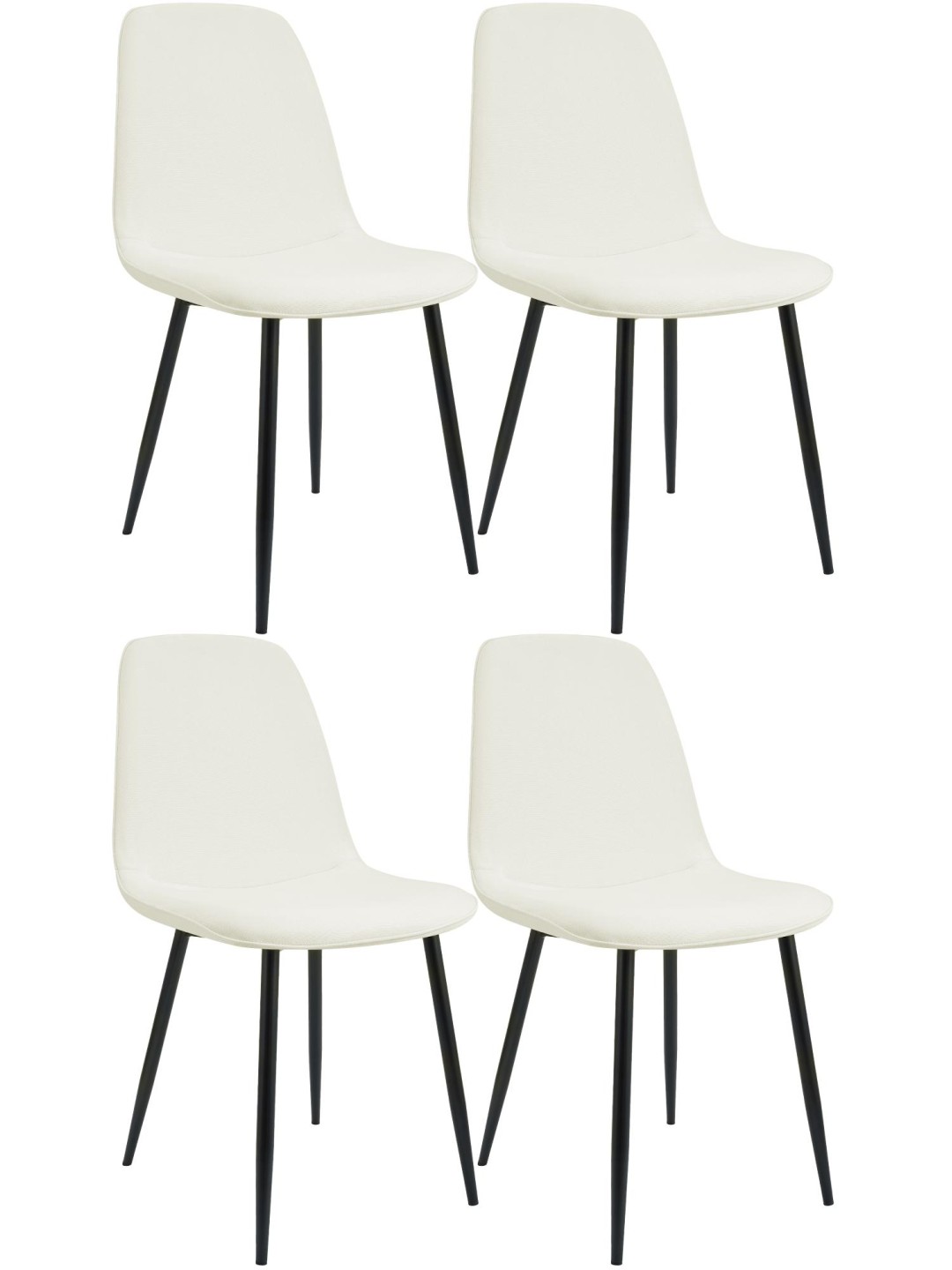 Sæt med 4 spisestuestole Maryam stof, creme