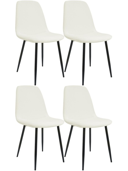 Sæt med 4 spisestuestole Maryam stof, creme
