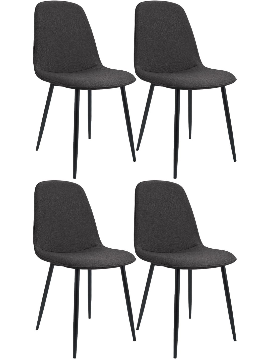 Sæt med 4 spisestuestole Maryam stof, mørkegrå