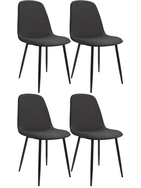 Sæt med 4 spisestuestole Maryam stof, mørkegrå