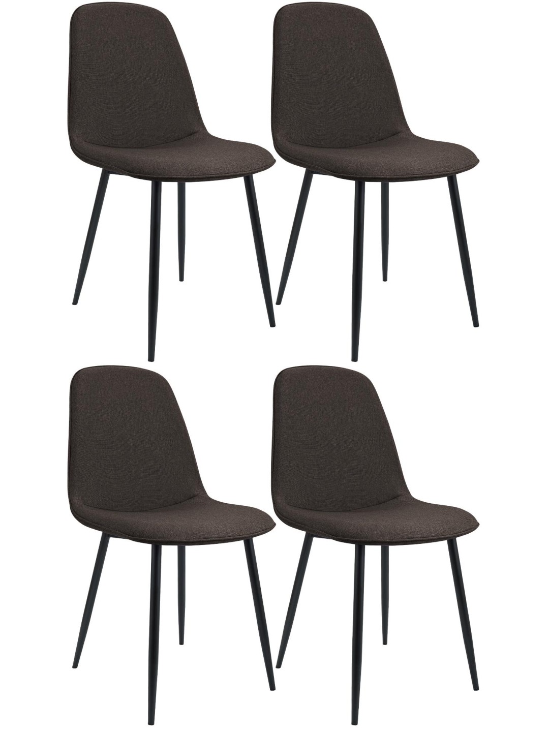 Sæt med 4 spisestuestole Maryam stof, brun