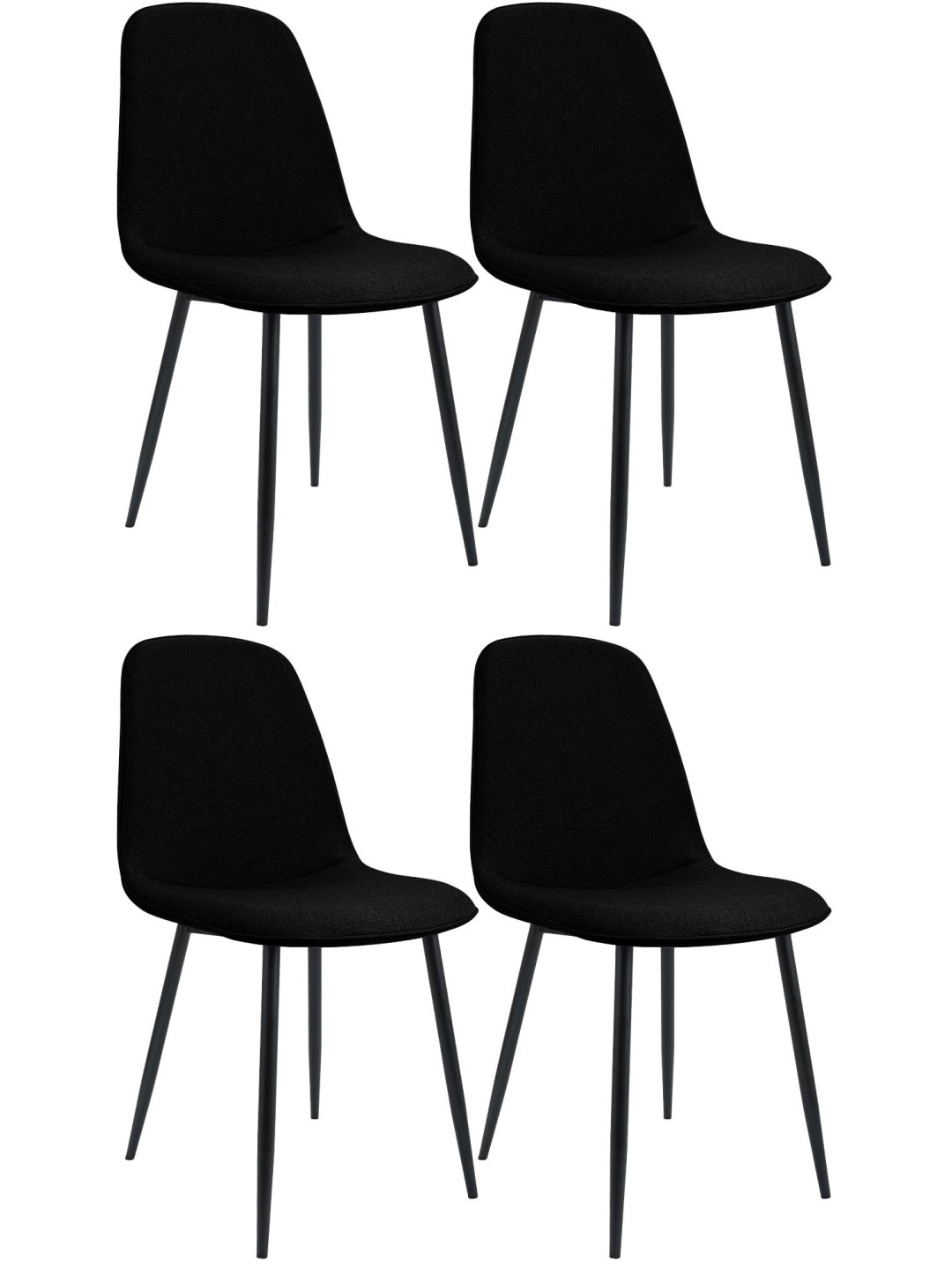Sæt med 4 spisestuestole Maryam stof, sort