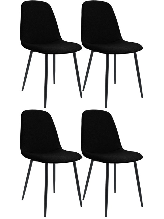 Sæt med 4 spisestuestole Maryam stof, sort