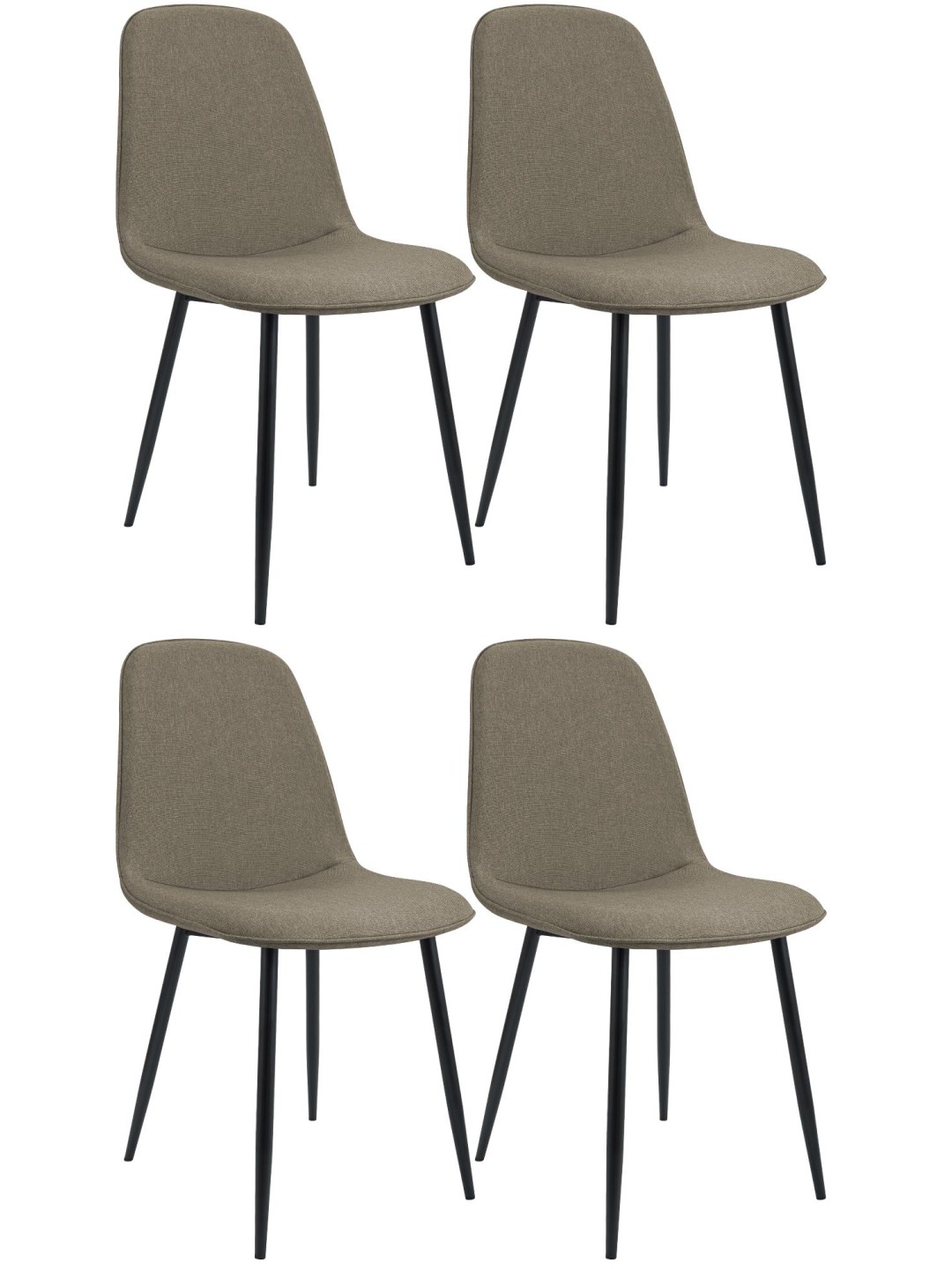 Sæt med 4 spisestuestole Maryam stof, taupe