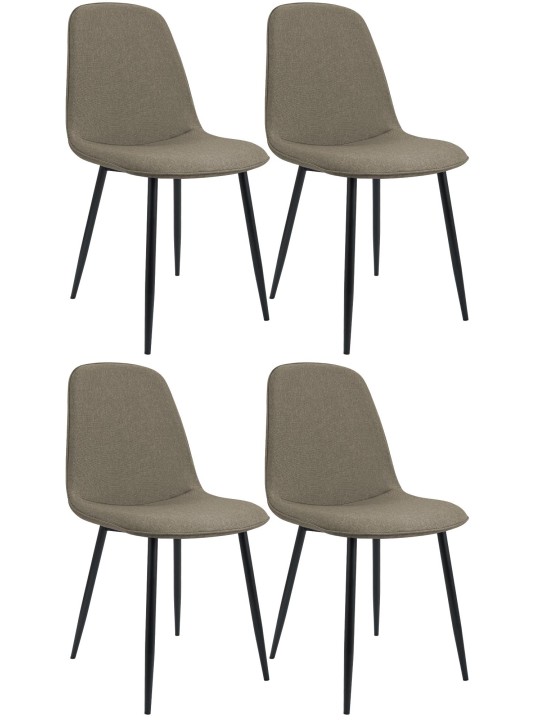 Sæt med 4 spisestuestole Maryam stof, taupe