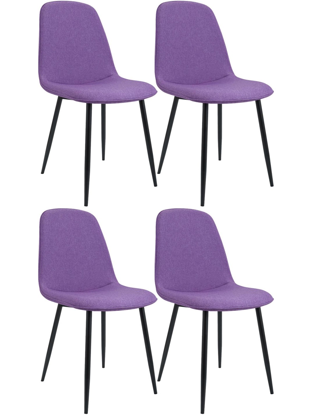 Sæt med 4 spisestuestole Maryam stof, lilla
