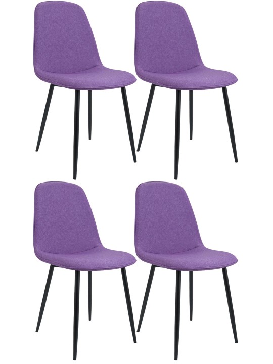 Sæt med 4 spisestuestole Maryam stof, lilla
