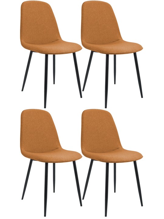 Sæt med 4 spisestuestole Maryam stof, orange