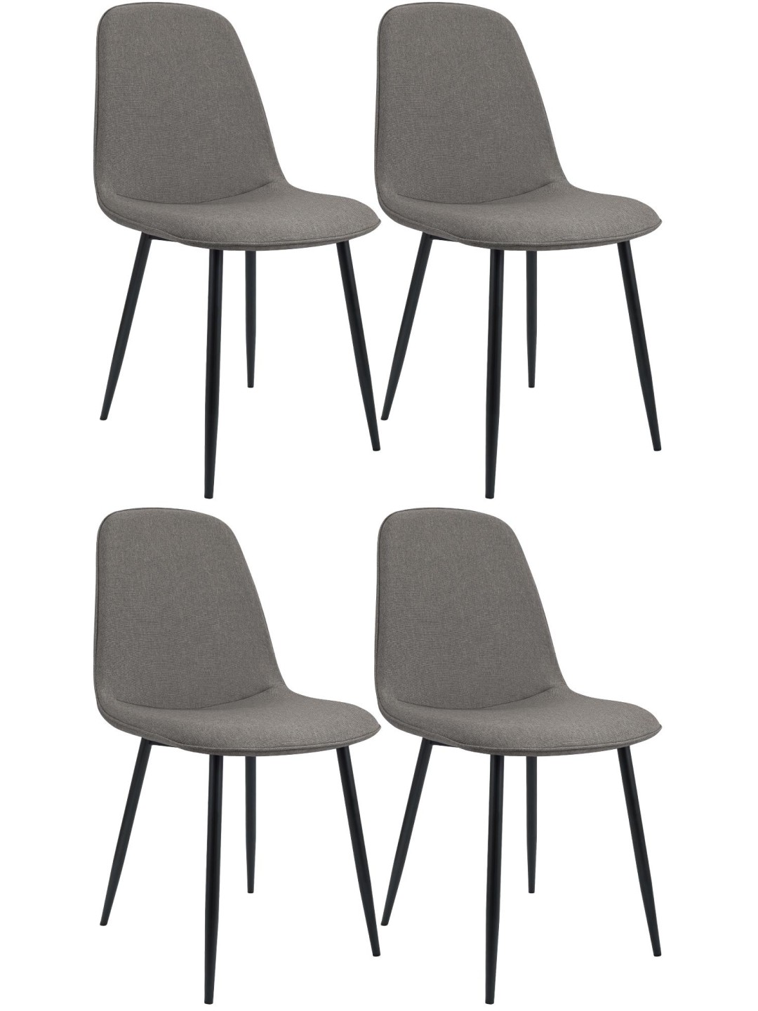 Sæt med 4 spisestuestole Maryam stof, lysegrå
