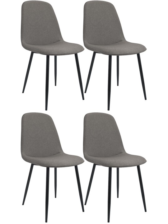 Sæt med 4 spisestuestole Maryam stof, lysegrå