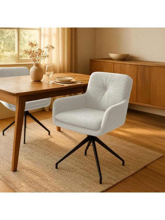 Spisestuestol Pickett stof, creme