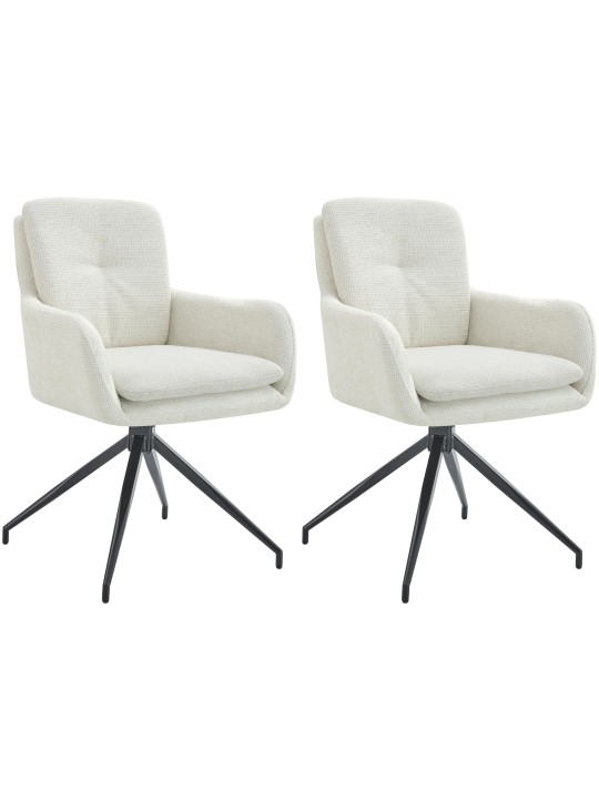 Sæt med 2 spisestuestole Pickett stof, creme