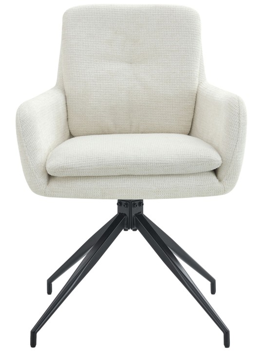 Sæt med 2 spisestuestole Pickett stof, creme